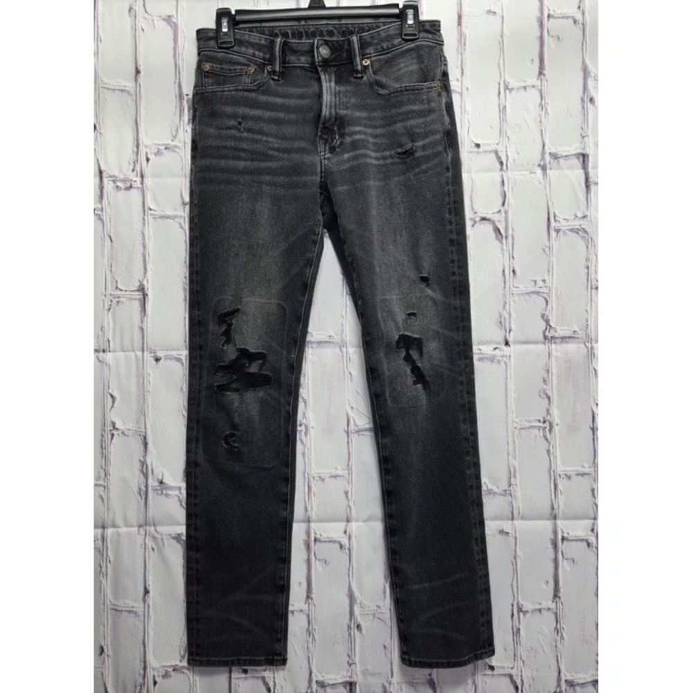 American Eagle AirFlex 360 Men's Size 29x30 Faded Black Distressed Skinny Jeans